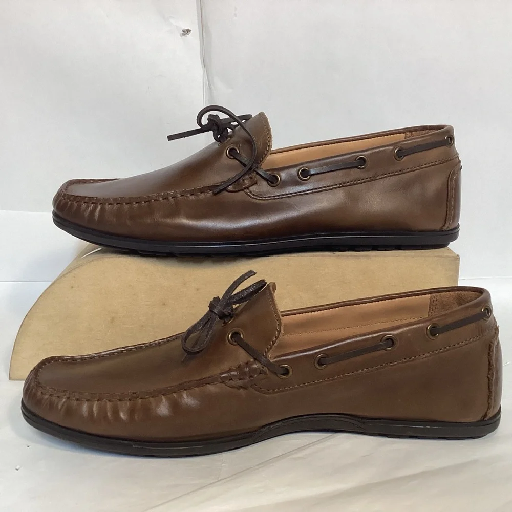 GBX Brown Casual Soft Leather Henley Boat Shoes Loafers Men’s size 11